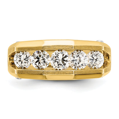 14k Two-tone Gold Men's Polished and Satin 1.5 carat Diamond Complete Ring
