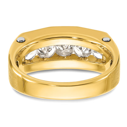 14k Two-tone Gold Men's Polished and Satin 1.5 carat Diamond Complete Ring