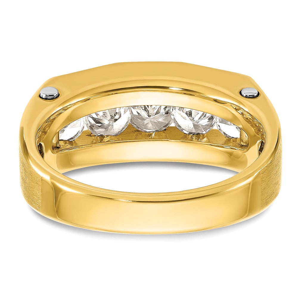 14k Two-tone Gold Men's Polished and Satin 1.5 carat Diamond Complete Ring