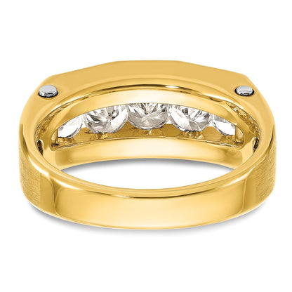 14k Two-tone Gold Men's Polished and Satin 1.5 carat Diamond Complete Ring