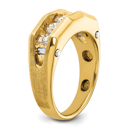 14k Two-tone Gold Men's Polished and Satin 1.5 carat Diamond Complete Ring