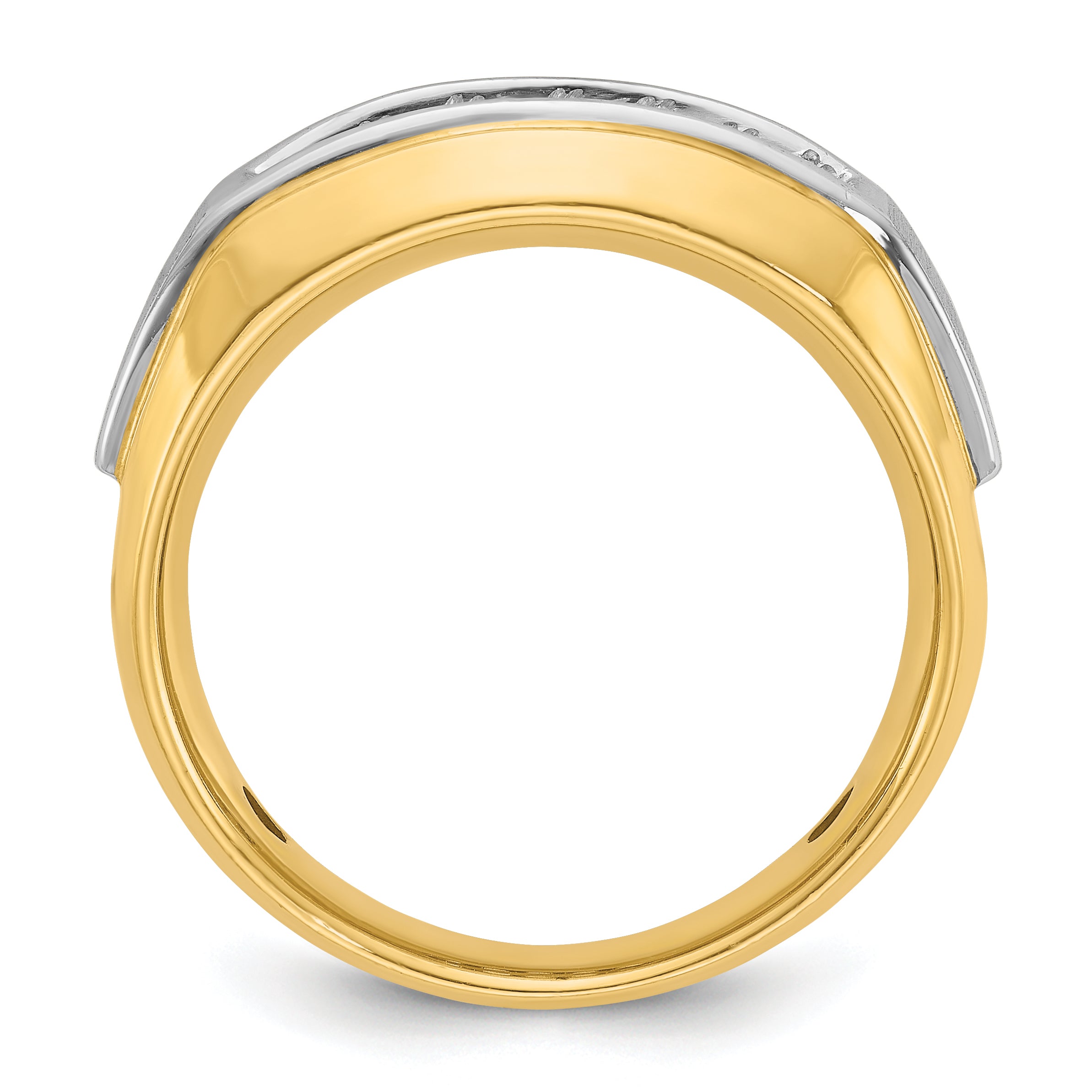 14k Two-tone Gold Men's Polished and Satin 1/2 carat Diamond Complete Ring