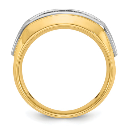 14k Two-tone Gold Men's Polished and Satin 1/2 carat Diamond Complete Ring