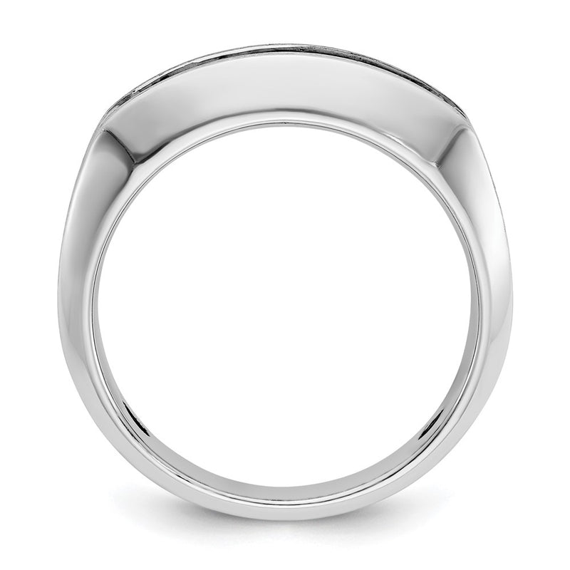 10K White Gold Ibgoodman With Black Rhodium Men'S Polished Satin And Grooved 1/2 Carat A Quality Diamond Ring
