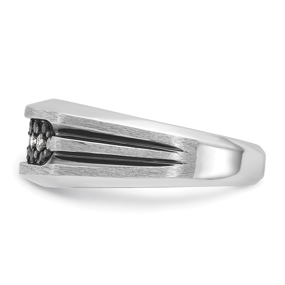 14k White Gold with Black Rhodium Men's 1/2 carat Black/White Diamond Complete Ring