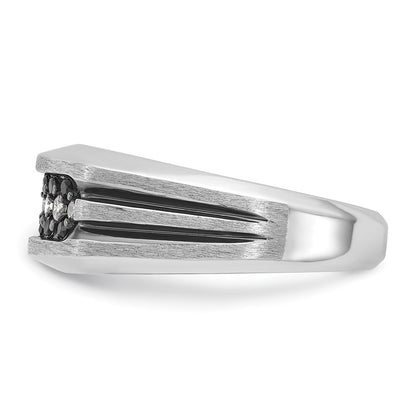 14k White Gold with Black Rhodium Men's 1/2 carat Black/White Diamond Complete Ring