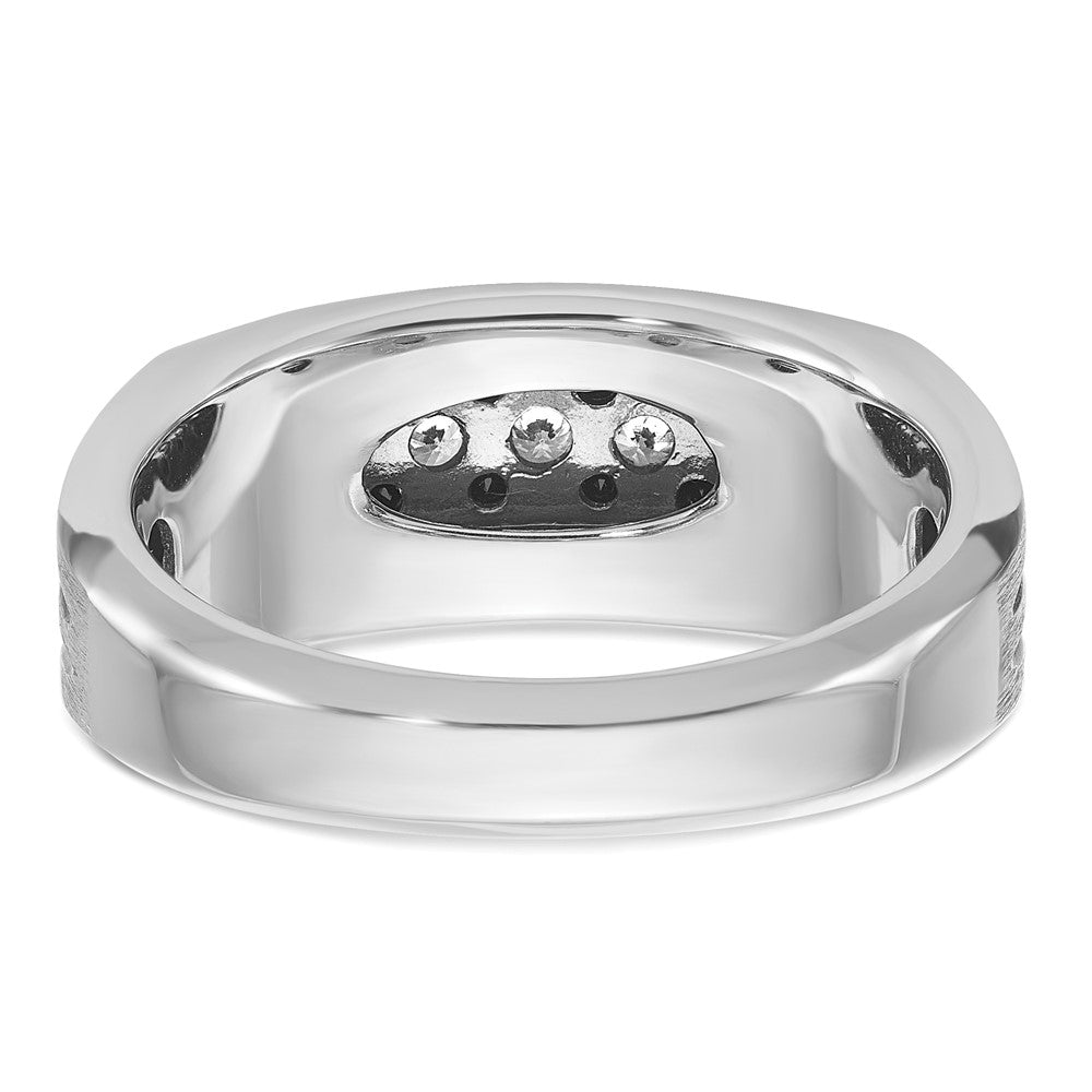 14k White Gold with Black Rhodium Men's 1/2 carat Black/White Diamond Complete Ring