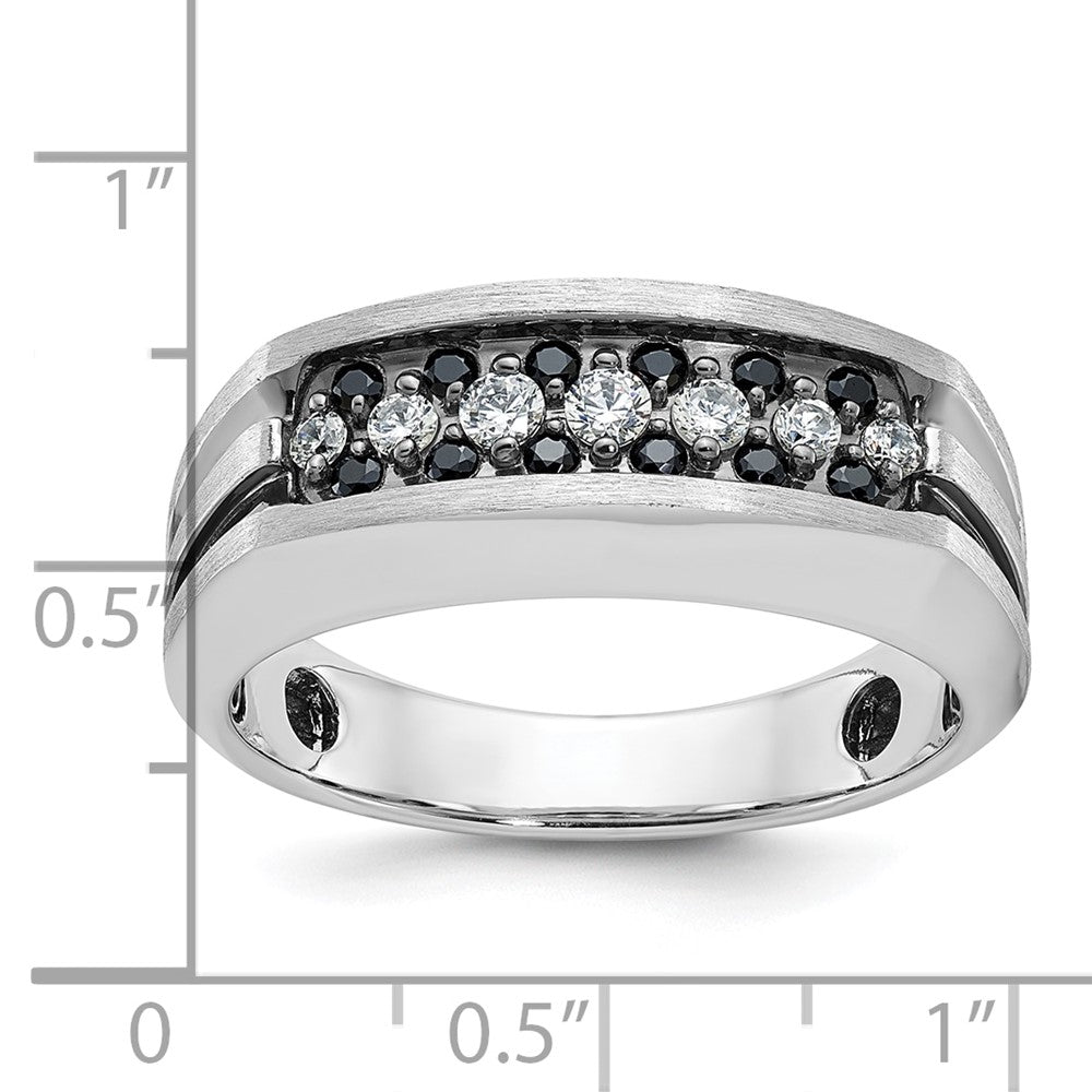 14k White Gold with Black Rhodium Men's 1/2 carat Black/White Diamond Complete Ring