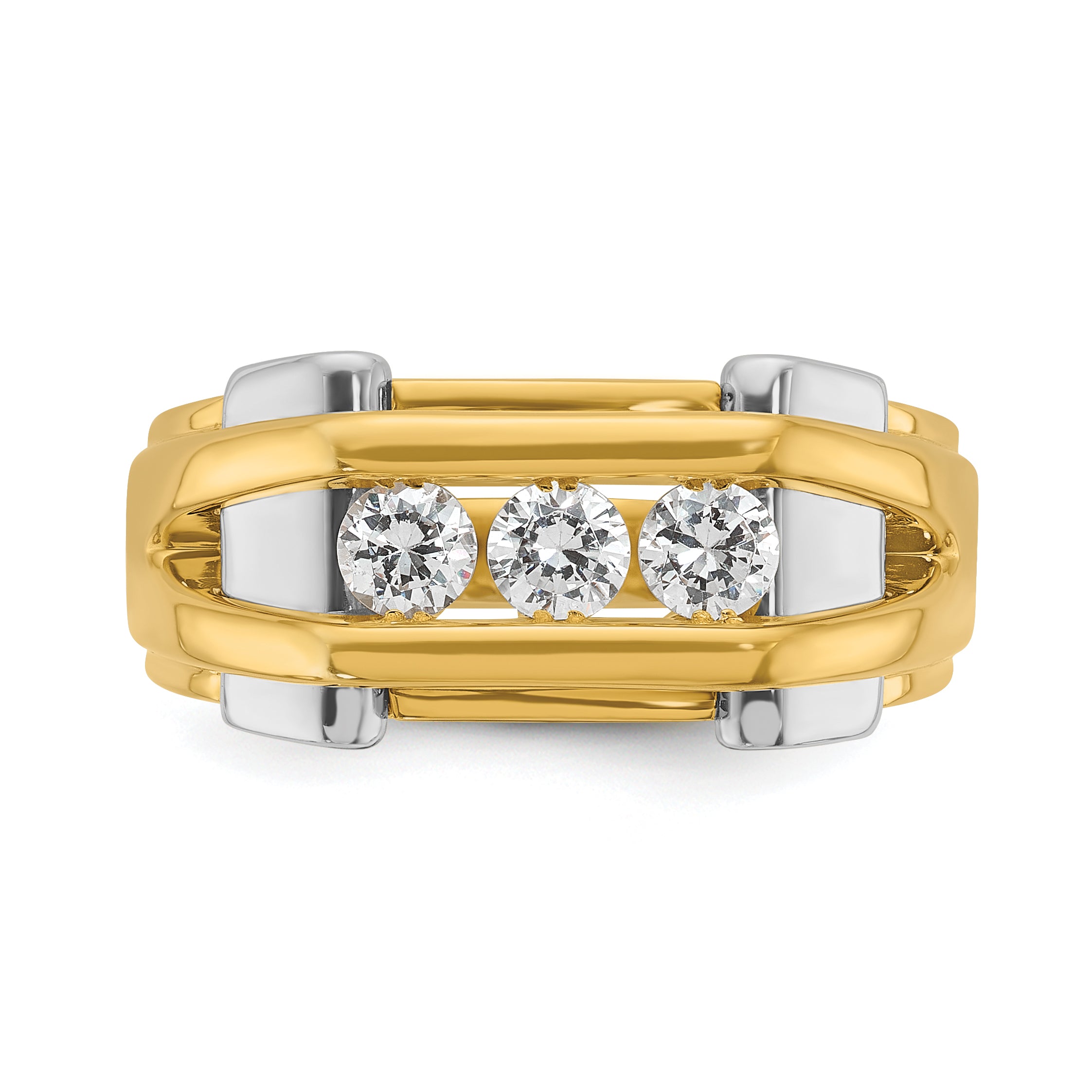 14k Two-tone Gold Men's 1/2 carat Diamond Complete Ring