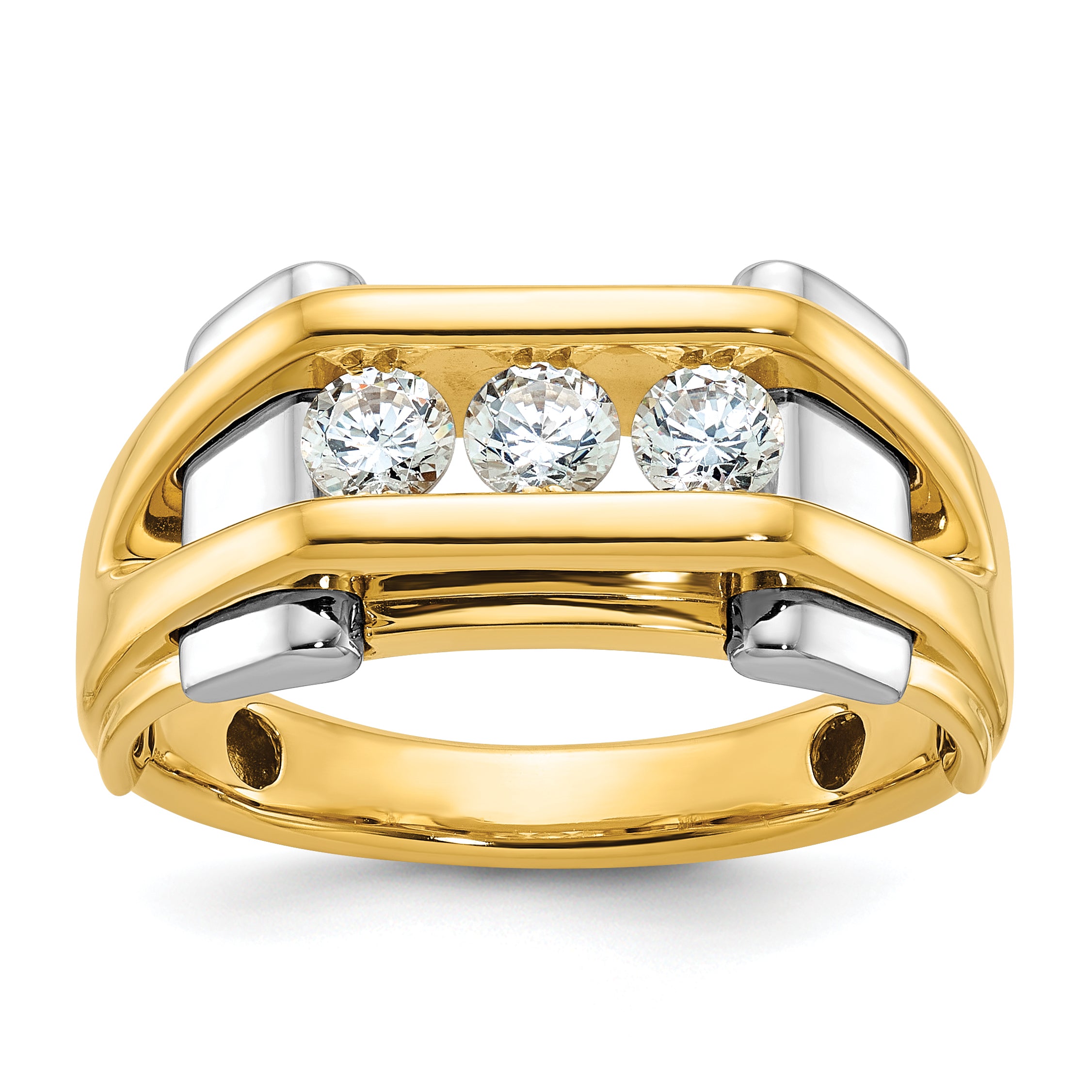 14k Two-tone Gold Men's 1/2 carat Diamond Complete Ring