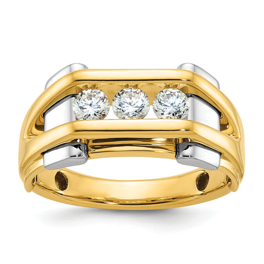 14k Two-tone Gold Men's 1/2 carat Diamond Complete Ring