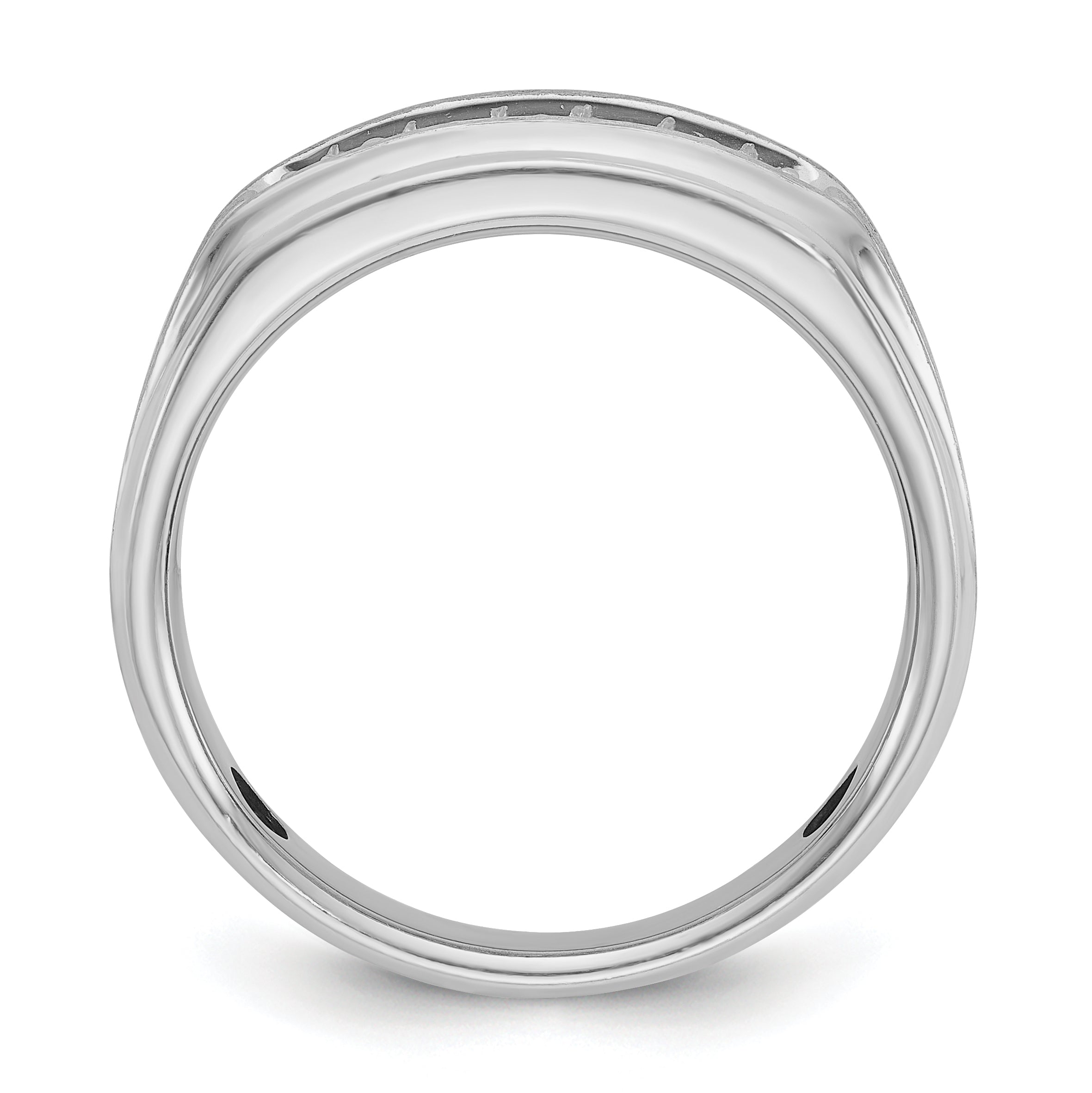 14k White Gold Men's Polished and Satin 1/4 carat Diamond Complete Ring