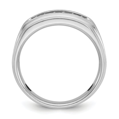 14k White Gold Men's Polished and Satin 1/4 carat Diamond Complete Ring