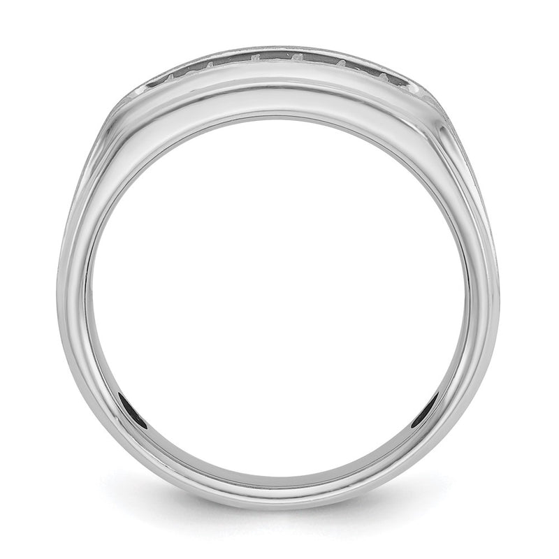 14k White Gold Men's Polished and Satin 1/4 carat Diamond Complete Ring