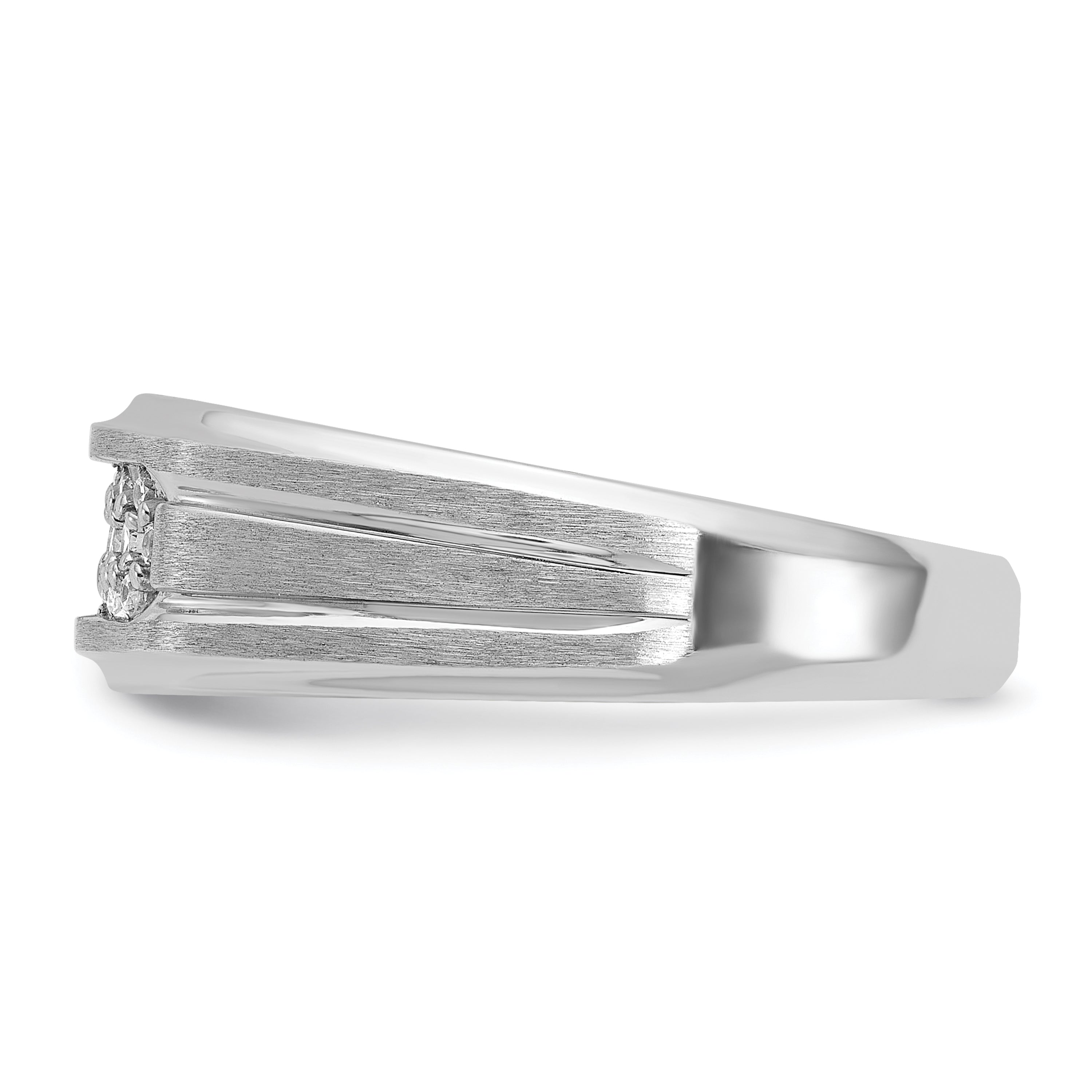 14k White Gold Men's Polished and Satin 1/4 carat Diamond Complete Ring