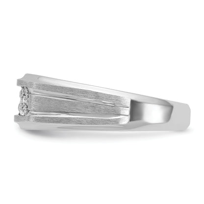 14k White Gold Men's Polished and Satin 1/4 carat Diamond Complete Ring