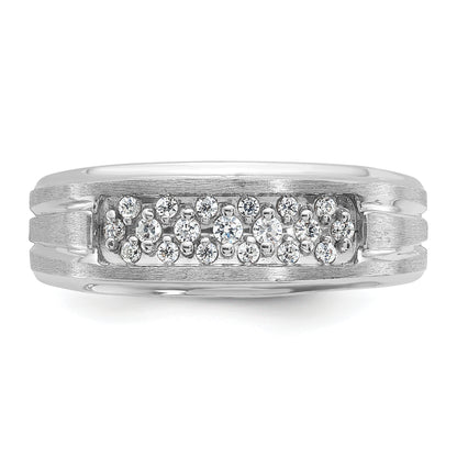 14k White Gold Men's Polished and Satin 1/4 carat Diamond Complete Ring