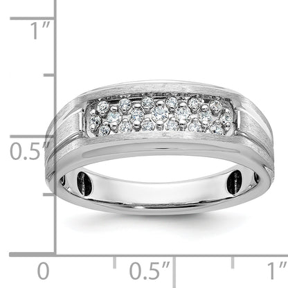 14k White Gold Men's Polished and Satin 1/4 carat Diamond Complete Ring