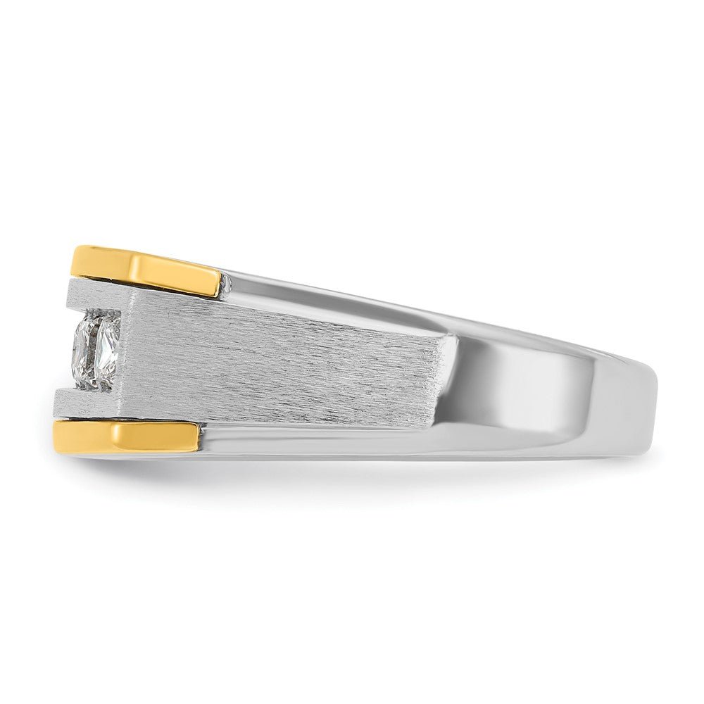 14k Two-tone Two Tone 1 Ct. Lab Grown Diamond VS/SI+ G+ Polished and Satin Men's Ring