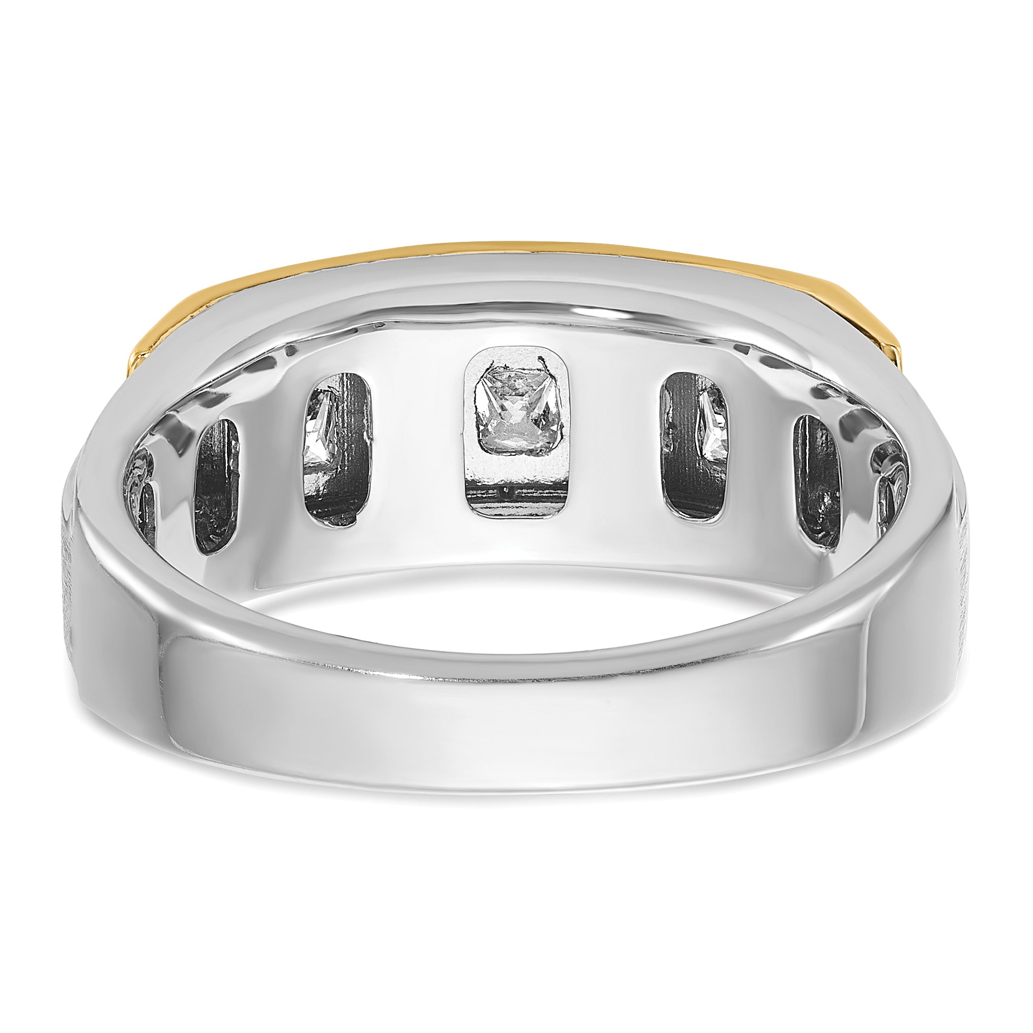 14k Two-tone Gold Men's Polished and Satin 1 carat Diamond Complete Ring