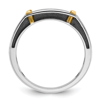 14k Two-tone Gold w/Black Rhodium Men's Satin 1/4 carat Diamond Complete Ring