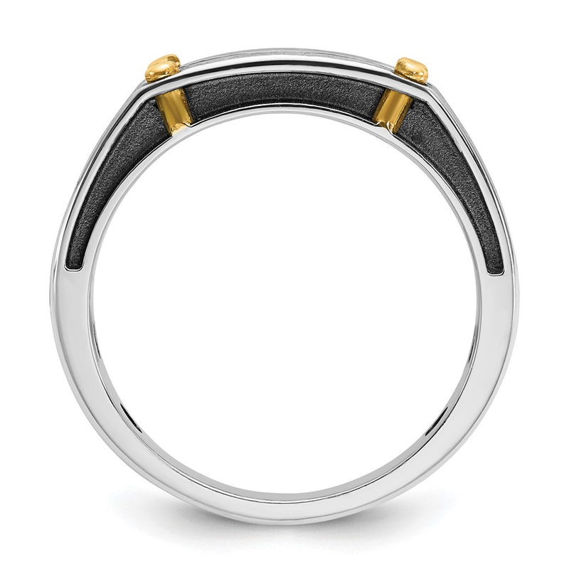 14k Two-tone Gold w/Black Rhodium Men's Satin 1/4 carat Diamond Complete Ring