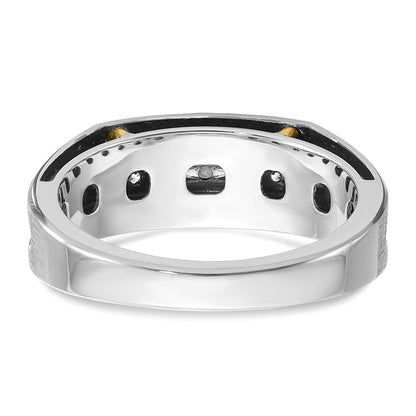 14k Two-tone Gold w/Black Rhodium Men's Satin 1/4 carat Diamond Complete Ring
