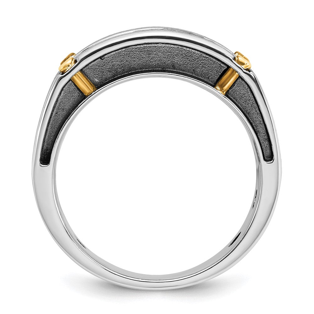 14k Two-tone Gold w/Black Rhodium Men's Satin 1 carat Diamond Complete Ring
