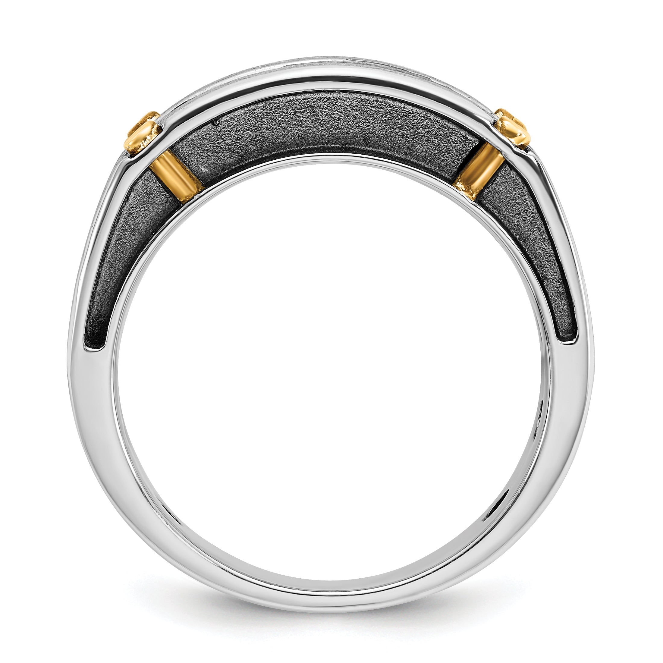 14k Two-tone Gold w/Black Rhodium Men's Satin 1 carat Diamond Complete Ring