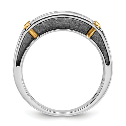 14k Two-tone Gold w/Black Rhodium Men's Satin 1 carat Diamond Complete Ring