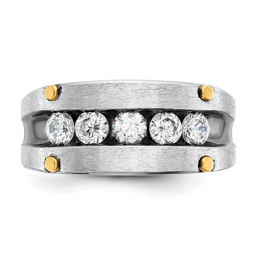 14k Two-tone Gold w/Black Rhodium Men's Satin 1 carat Diamond Complete Ring