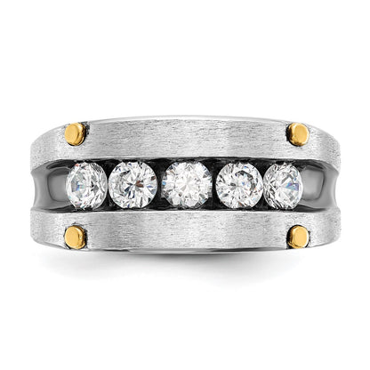 14k Two-tone Gold w/Black Rhodium Men's Satin 1 carat Diamond Complete Ring