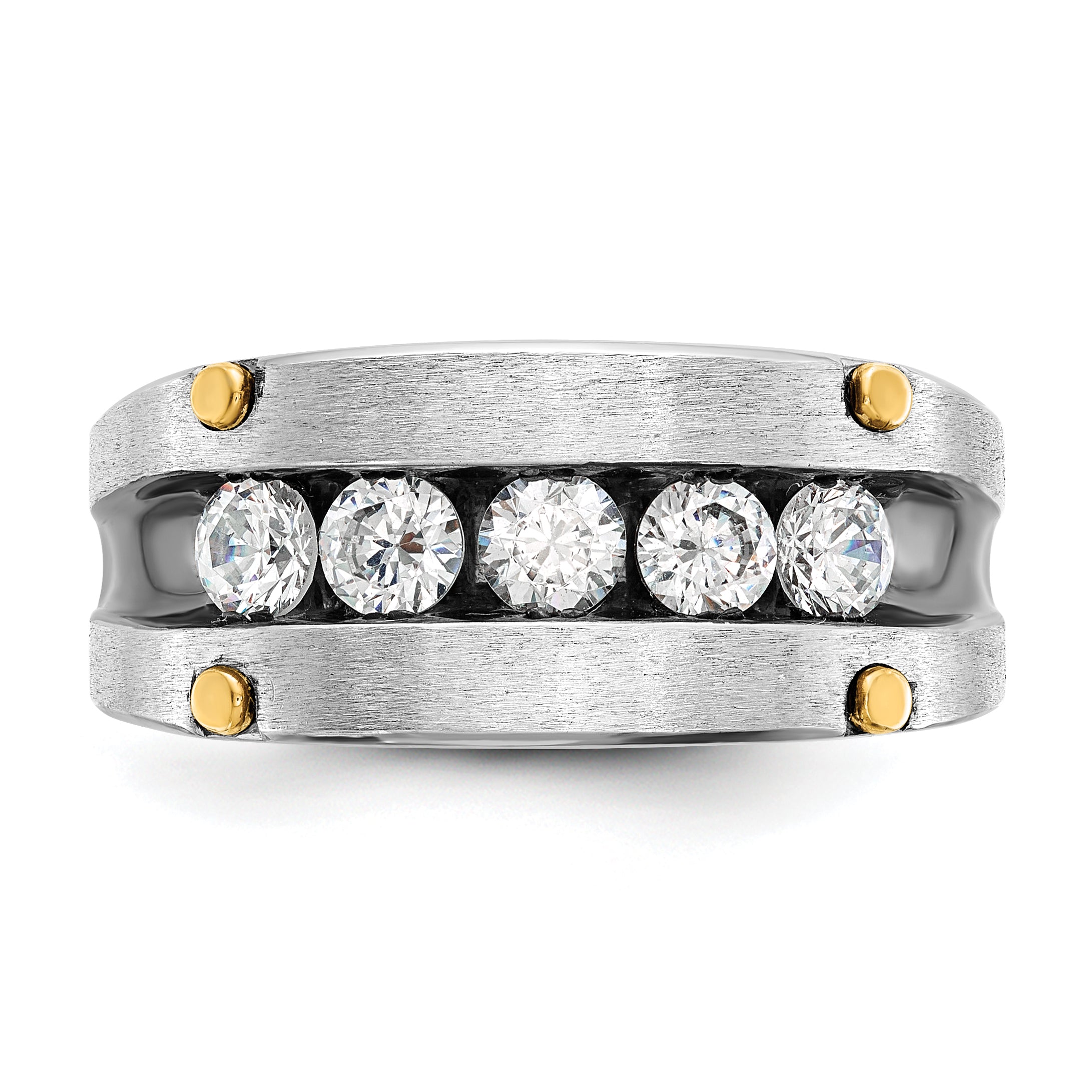 14k Two-tone Gold w/Black Rhodium Men's Satin 1 carat Diamond Complete Ring