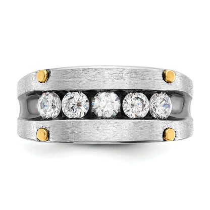 14k Two-tone Gold w/Black Rhodium Men's Satin 1 carat Diamond Complete Ring