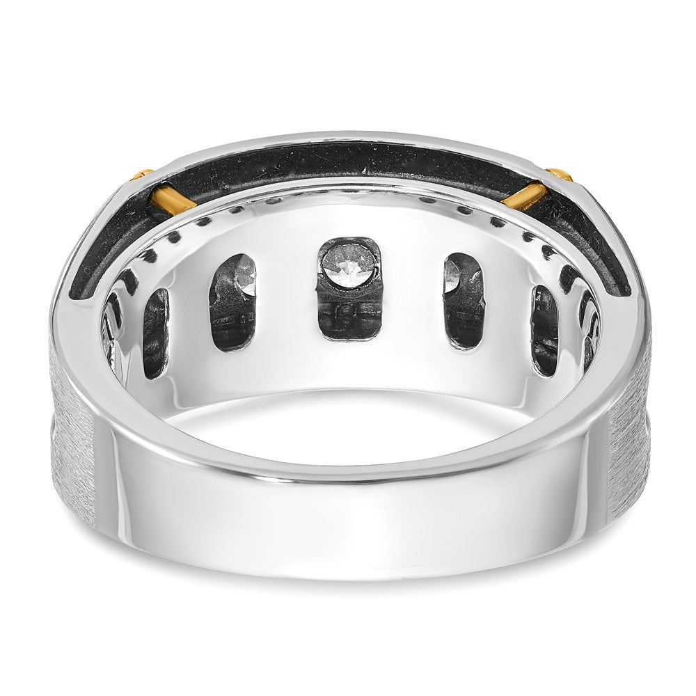 14k Two-tone Gold w/Black Rhodium Men's Satin 1 carat Diamond Complete Ring