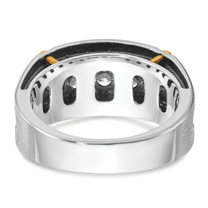 14k Two-tone Gold w/Black Rhodium Men's Satin 1 carat Diamond Complete Ring