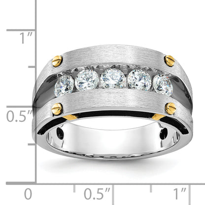 14k Two-tone Gold w/Black Rhodium Men's Satin 1 carat Diamond Complete Ring