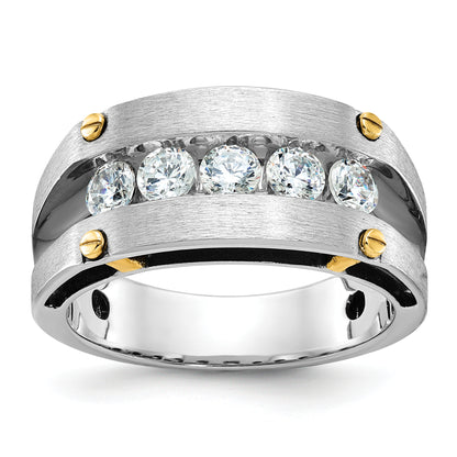 14k Two-tone Gold w/Black Rhodium Men's Satin 1 carat Diamond Complete Ring