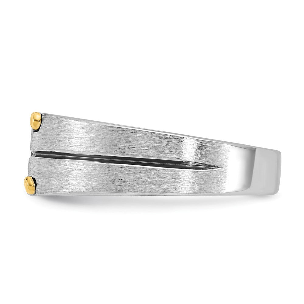 14k Two-tone Gold Men's Polished and Satin 1/5 carat Diamond Complete Ring