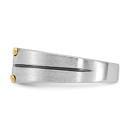 14k Two-tone Gold Men's Polished and Satin 1/5 carat Diamond Complete Ring