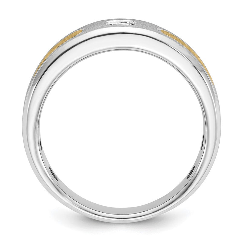 14k Two-tone Gold Men's Polished and Satin 1/5 carat Diamond Complete Ring