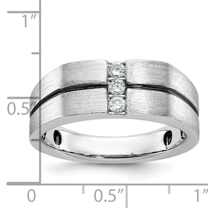10K Yellow Gold Ibgoodman Men'S Satin And Grooved 3-Stone Ring Mounting
