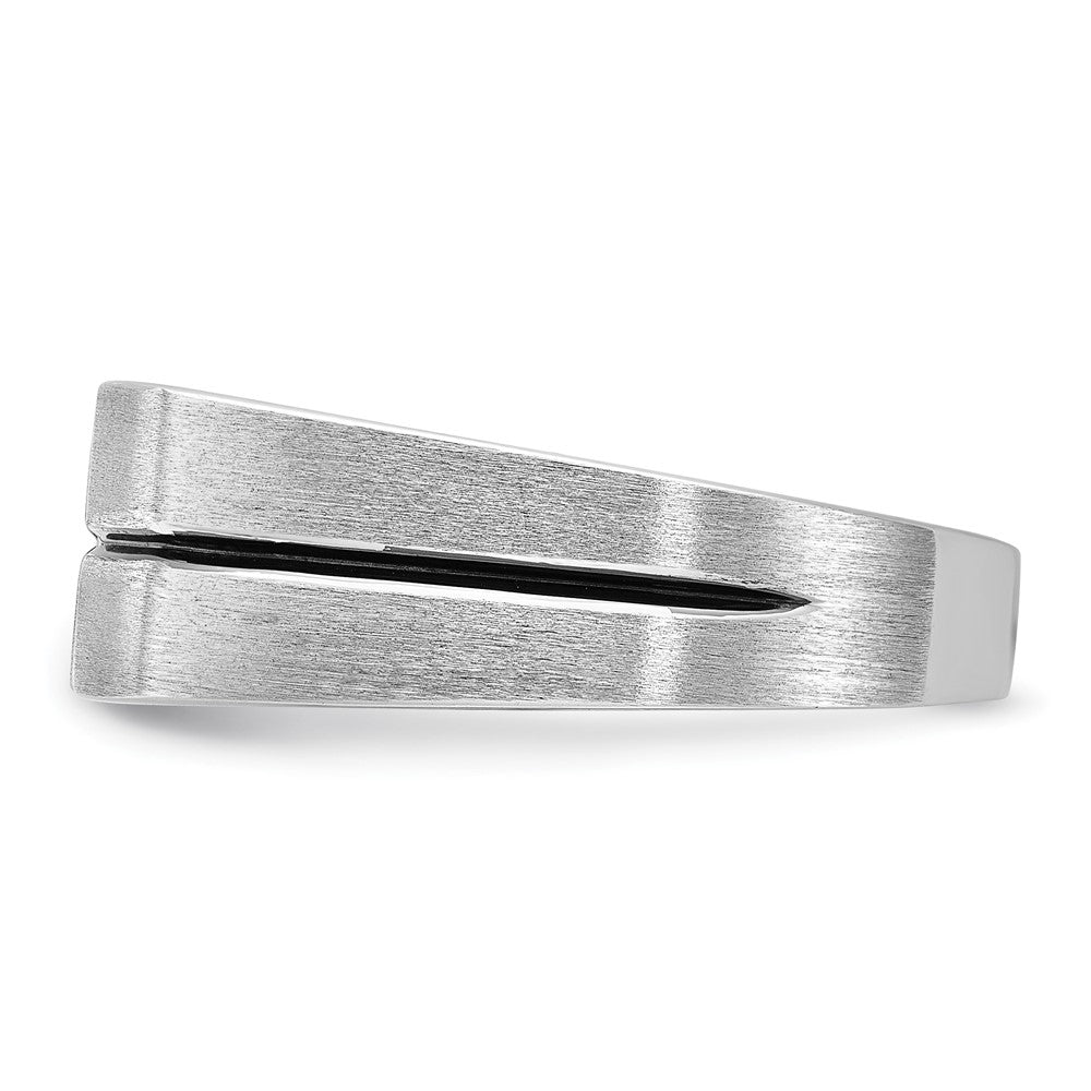14k White Gold with Black Rhodium Men's Satin 1/5 carat Diamond Complete Ring