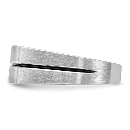 14k White Gold with Black Rhodium Men's Satin 1/5 carat Diamond Complete Ring