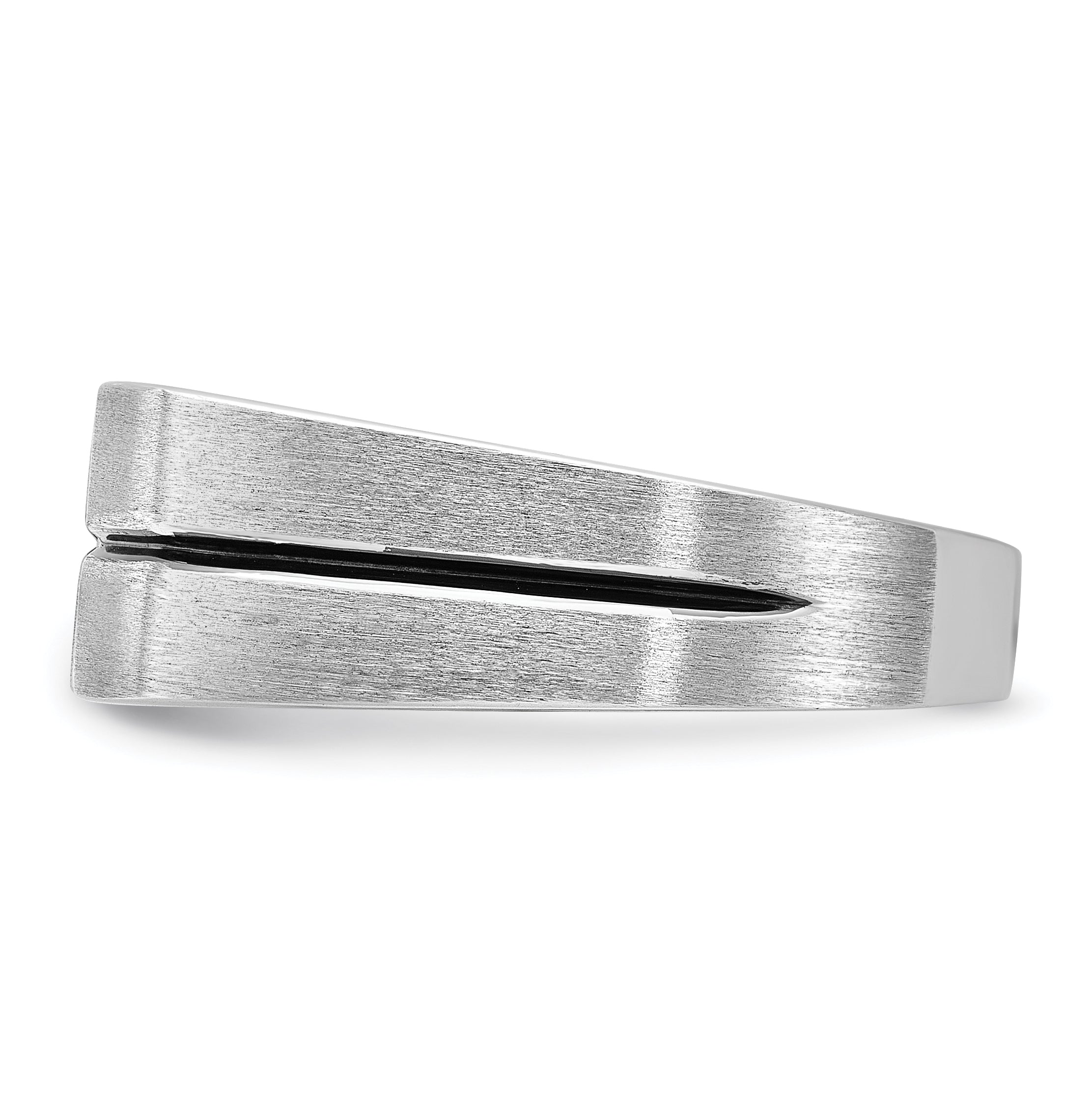 14k White Gold with Black Rhodium Men's Satin 1/5 carat Diamond Complete Ring