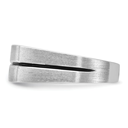 14k White Gold with Black Rhodium Men's Satin 1/5 carat Diamond Complete Ring