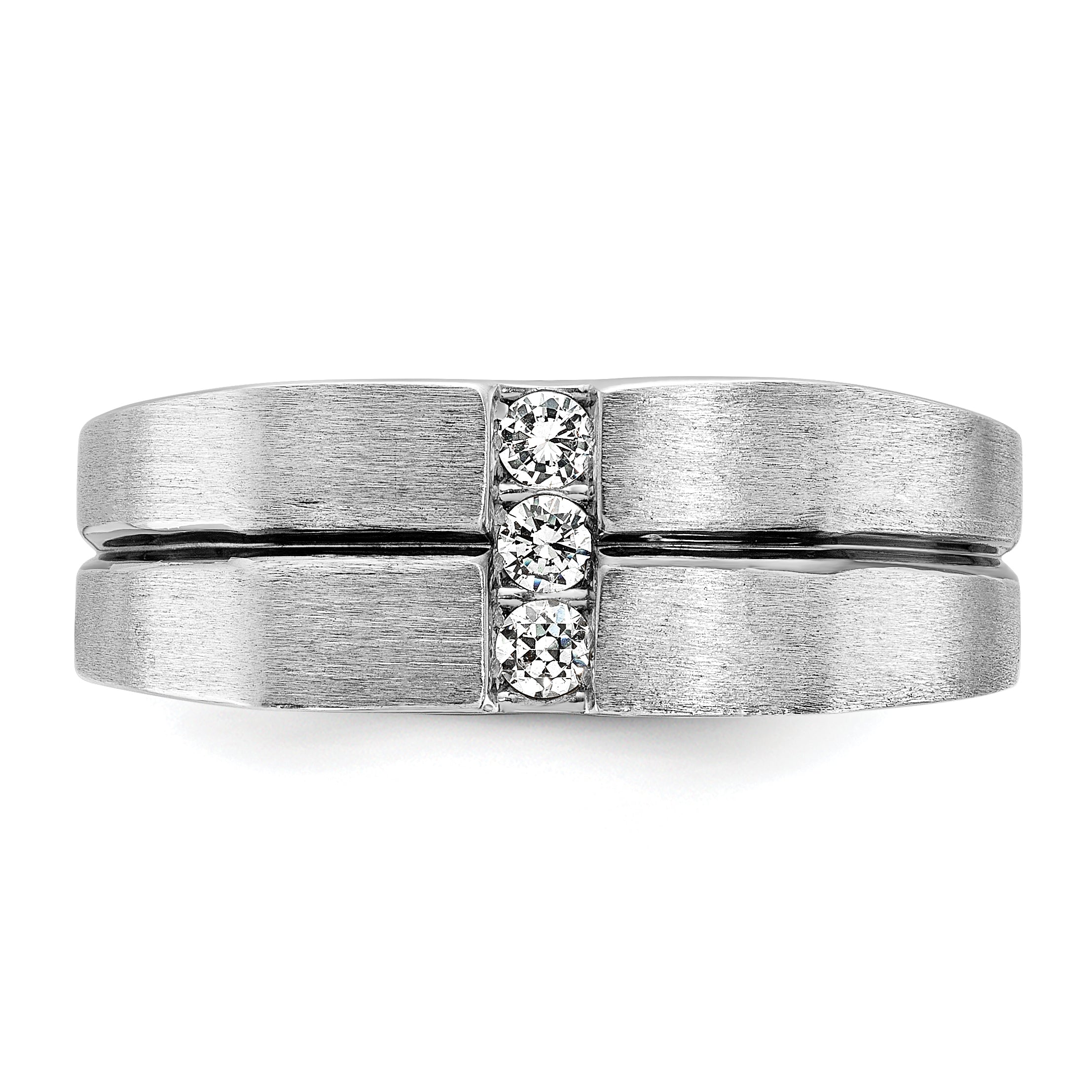14k White Gold with Black Rhodium Men's Satin 1/5 carat Diamond Complete Ring