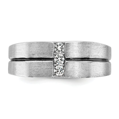 14k White Gold with Black Rhodium Men's Satin 1/5 carat Diamond Complete Ring