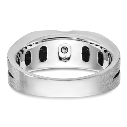 14k White Gold with Black Rhodium Men's Satin 1/5 carat Diamond Complete Ring