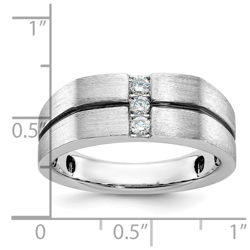 14k White Gold with Black Rhodium Men's Satin 1/5 carat Diamond Complete Ring
